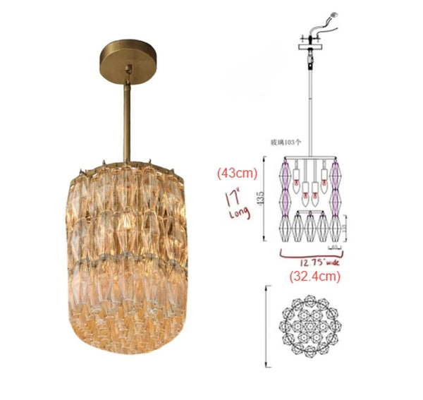 Chiara Clear Glass pendant-customize 17''H 12.75''W