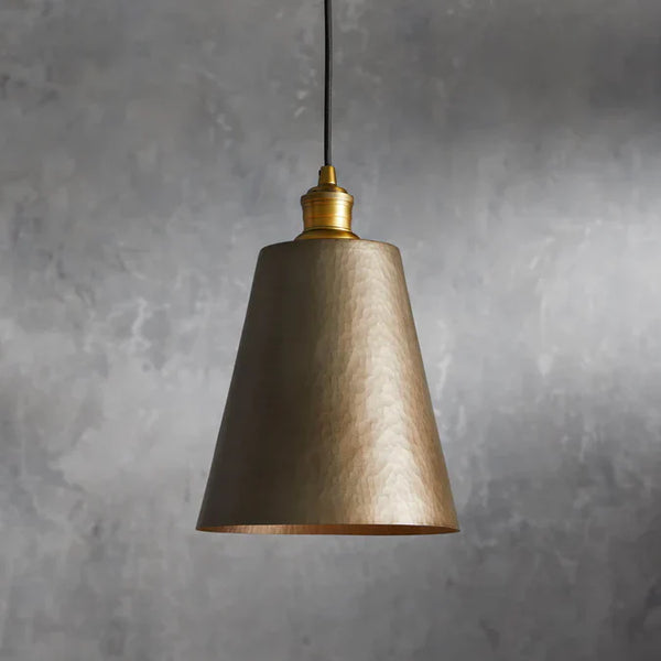 Recycled 9" Metal Tapered Pendant in Brass