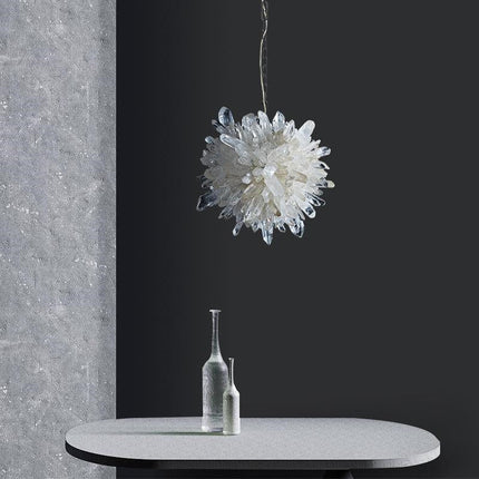 Rock Crystal Clear Geode Quartz Crystal Ball Modern Pendant Light 9"D / 12"D / 16"D / 20"D