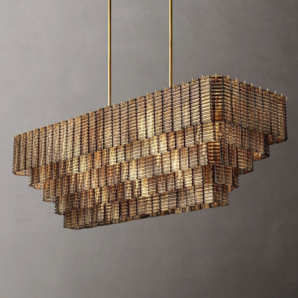 Siren Smoke Glass  Rectangle Chandelier 59"