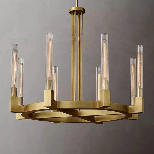 Vertical Linear Candlestick Round Chandelier 36"