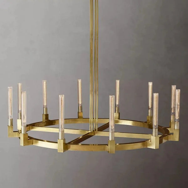 Vertical Linear Candlestick Round Chandelier 60"
