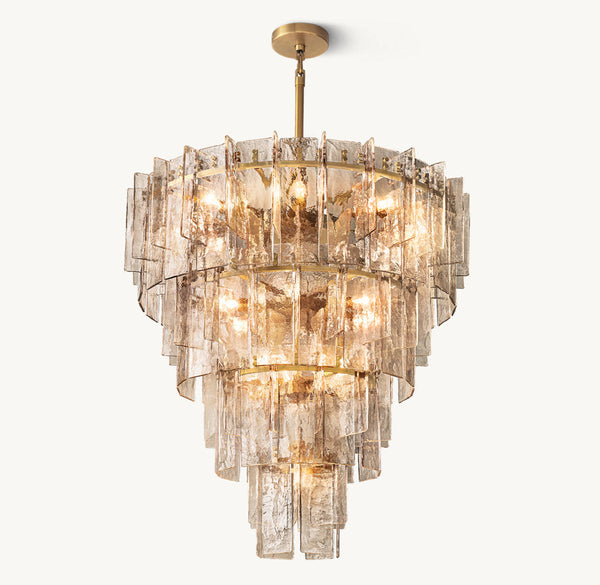 LATTICE SMOKE GLASS TIERED CHANDELIER 47"